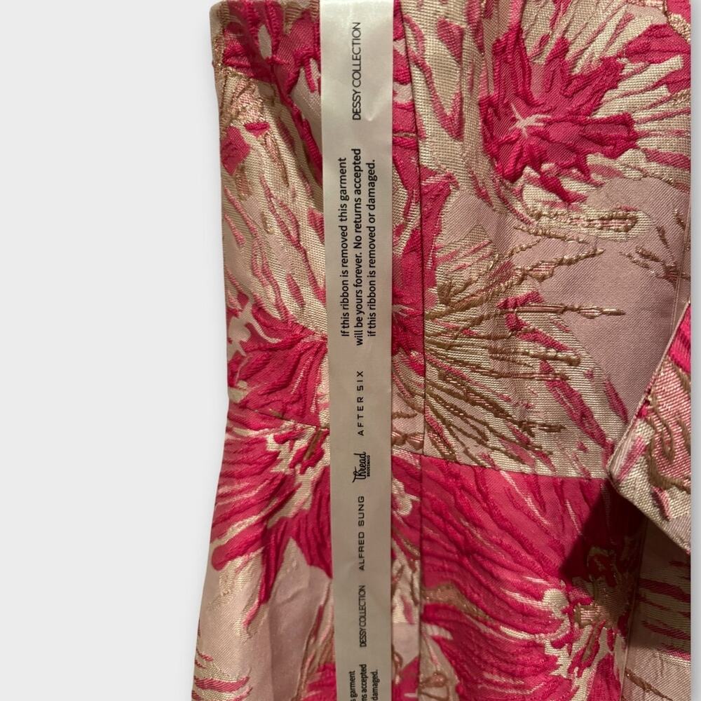 NEW Alfred Sung One-Shoulder Metallic Floral Jacquard Trumpet Gown Size 8 - Picture 9 of 12